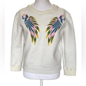 Maje Embroidered Parrot Sweatshirt Cream Small